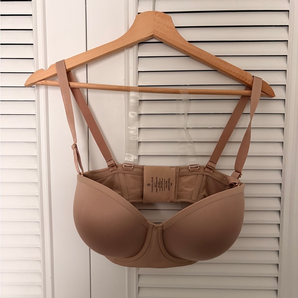 ThirdLove 24/7 Classic Strapless Bra 34E in Taupe